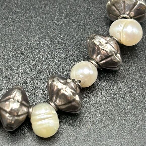 VTG Sterling Beaded Pearl Bracelet, 7.5” - Picture 7 of 7